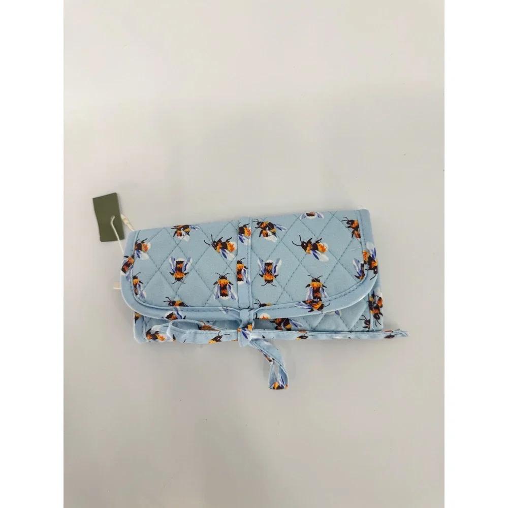 Vera Bradley Jewelry Roll Women OS Blue Bee's Knees Quilted Travel Organizer